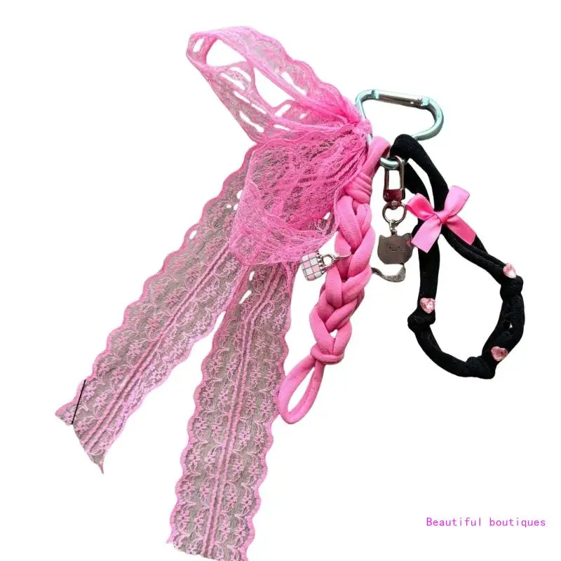 Очаровательный брелок с котом и бантом модная плетеная веревка ремешок для