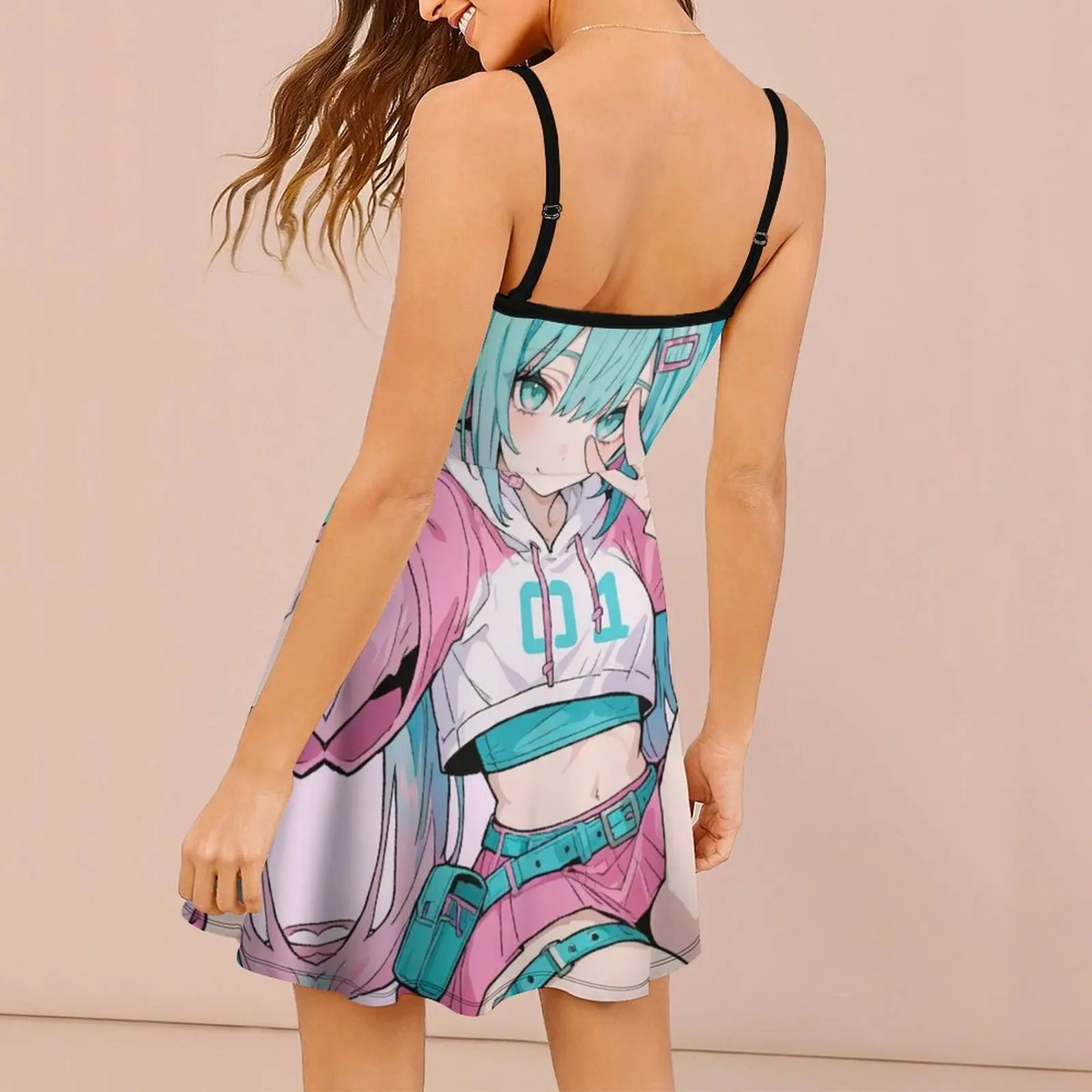 Фото Женское платье-сарафан Hatsune Miku Leek Girl Princess (58) с забавным принтом, сексуальное, оригинальное, для отпуска №2