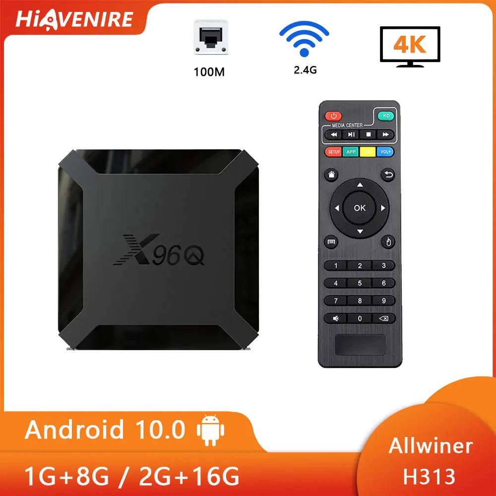 

X96Q Android 10.0 Smart TV Box Allwinner H313 1G/8G RAM 2G/16G ROM 4K HD TV Box X96Q 2.4G WIFI 100M LAN Media Player Set Top Box