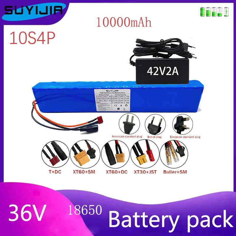 

10S4P 36V 10000mah 18650 Rechargeable Li-ion Battery Pack Large Capacity Battery Pack 10AH For Electric Bicycle Scooter