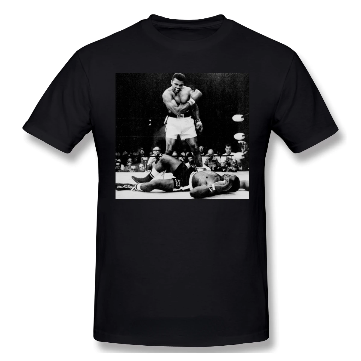 

Men T Shirt Retro Graphic Tshirt Letter Print Muhammad Ali Knocks Out Sonny Liston Graphic Tee Ropa Hombre Camisetas