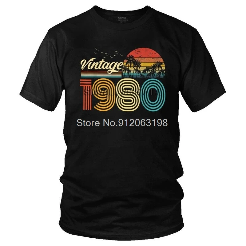

Vintage Male Classic 1980 T-Shirt Streetwear 41 Years Old 41th Birthday Gift Tshirt Short Sleeve Cool T Shirt Homme Cotton Tee