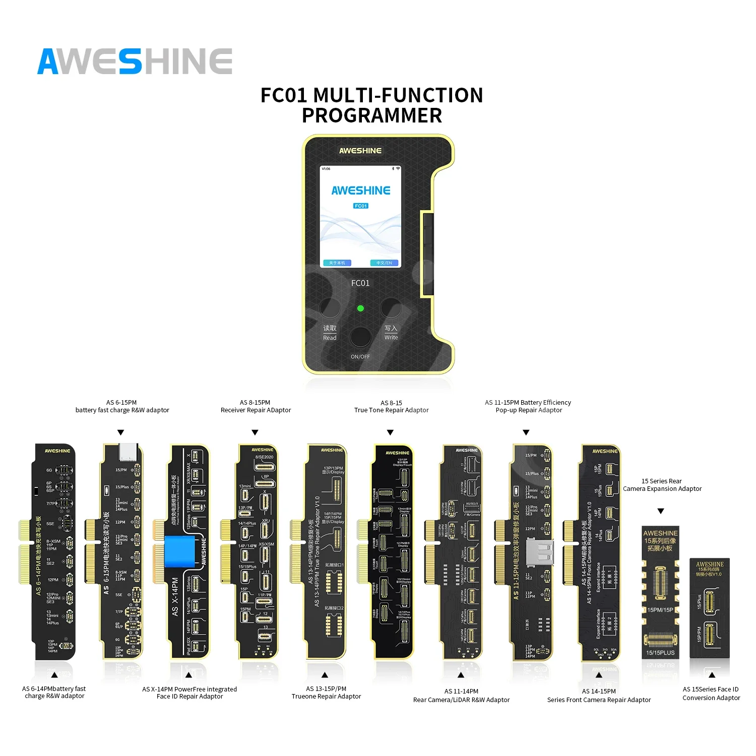 Aweshine AS FC01 Гибкий кабель Tag Face id для IPhone X XR XS MAX 1112 PRO Mini Battery Dot Matrix Repair Чтение и запись