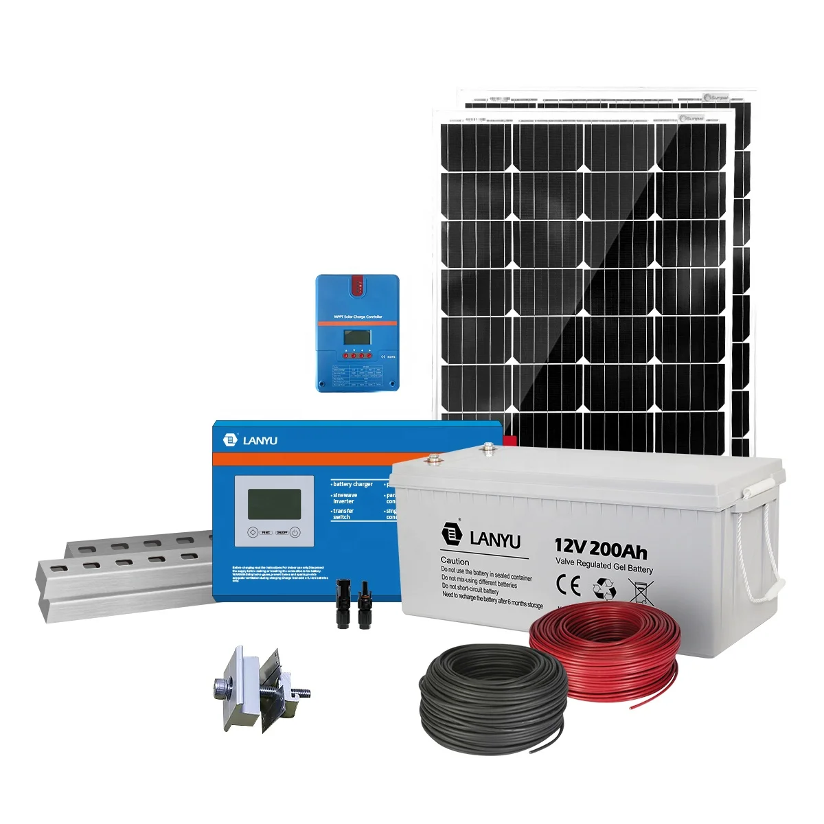 

Complete Solar Energy System Home 5KW 4KW 3KW Off Grid Hybrid Solar Panel Power PV System 1KW 2KW