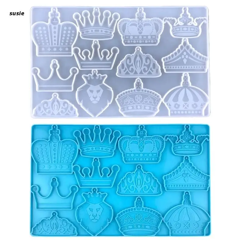 

X7YA 3D Crown Silicone Mould Earrings Eardrop Epoxy Resin Mold Crafts Making Supplies