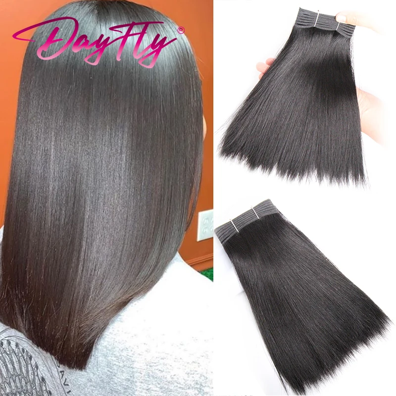 Human Hair Super Double Drawn Ombre Bundles Short Straight Hair Brazilian Hair Blonde Virgin Remy Hair Extensions For Women 100g