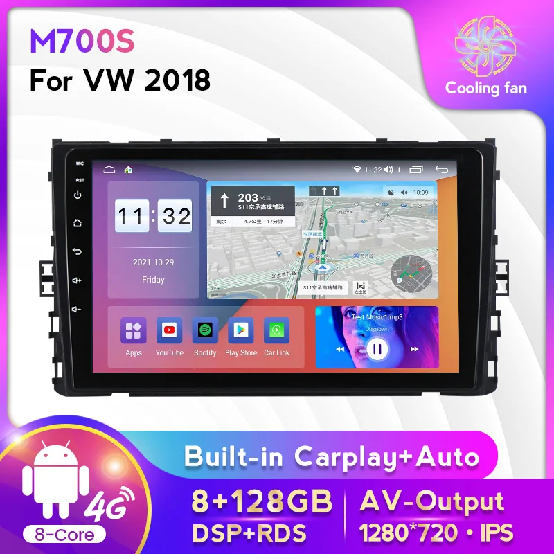 

Android11 8 + 128G автомобильный радиоприемник, стерео для 9 дюймового Volkswagen VW T-Cross MQB 2018, мультимедийный плеер, GPS-навигация Carplay + Авто WIFI 4G