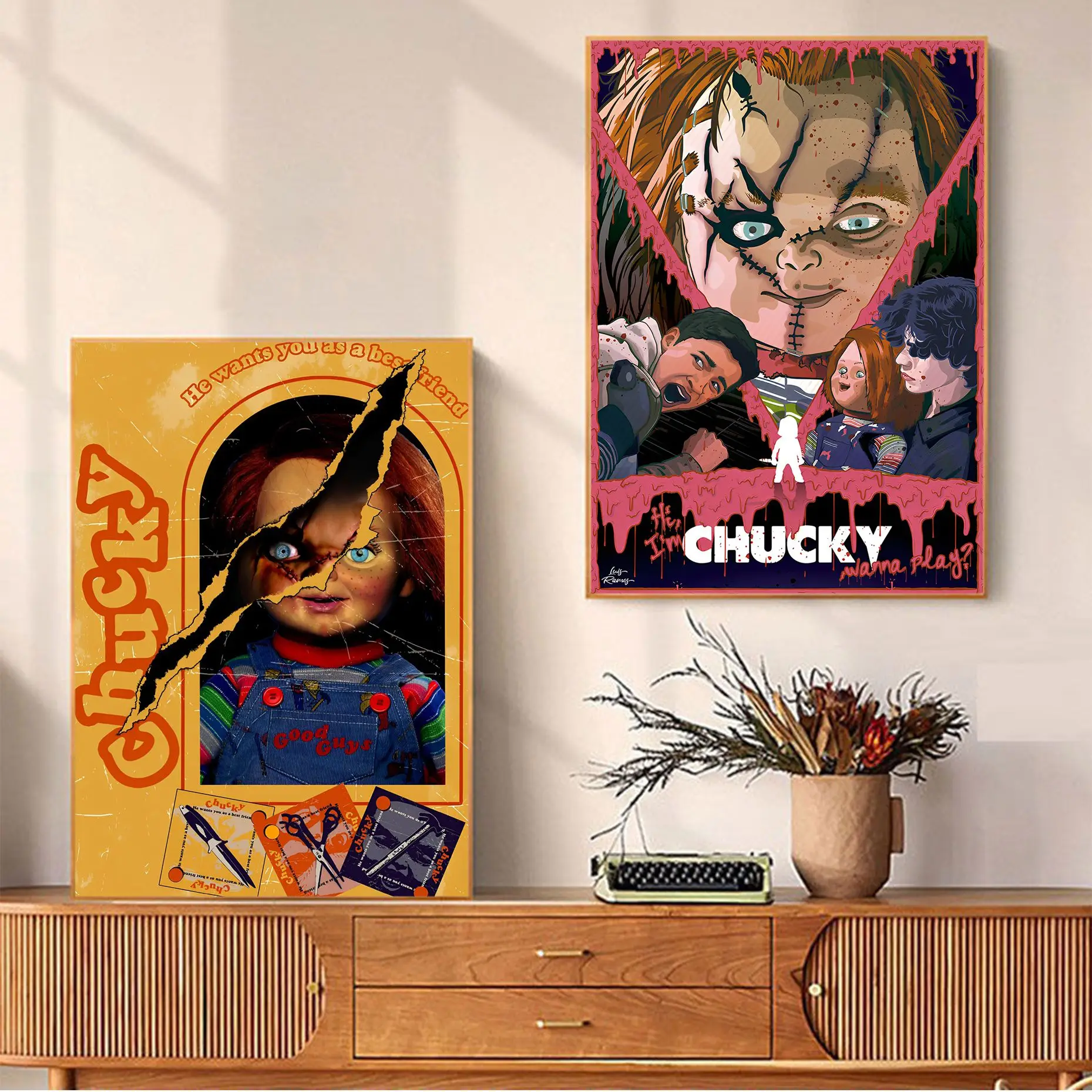 

Bride Of Chucky Self-adhesive Art Poster Waterproof Paper Sticker Coffee House Bar Wall Decor