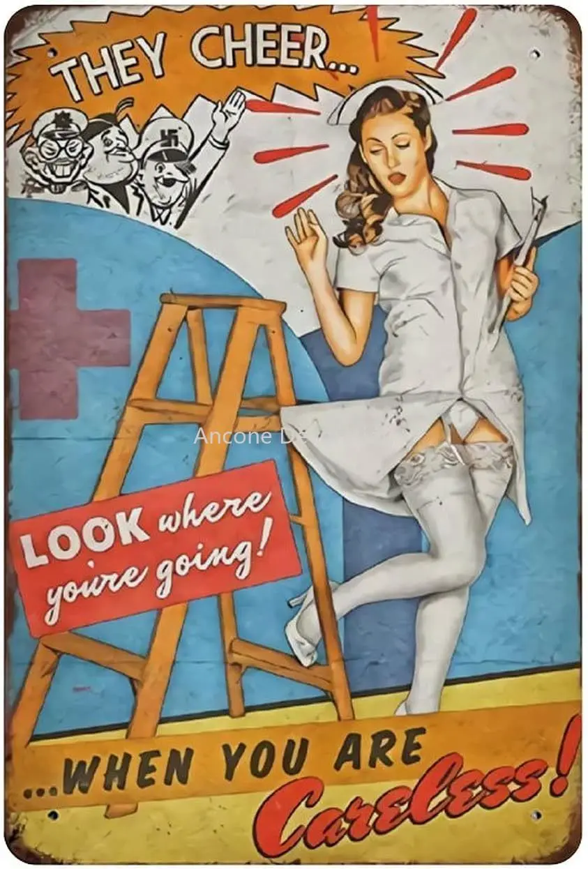 

Sexy Nurse Metal Tin Sign, Vintage Plaque Poster Garage Bar Home Wall Decor 8 X 12 Inches