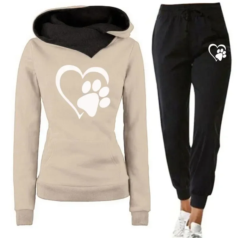 

Women Hoodie 2-piece Sweat Suits Tracksuits Casual Sweatshirt Female Harajuku Streetwear Tops Pullover Women Sports Clothing