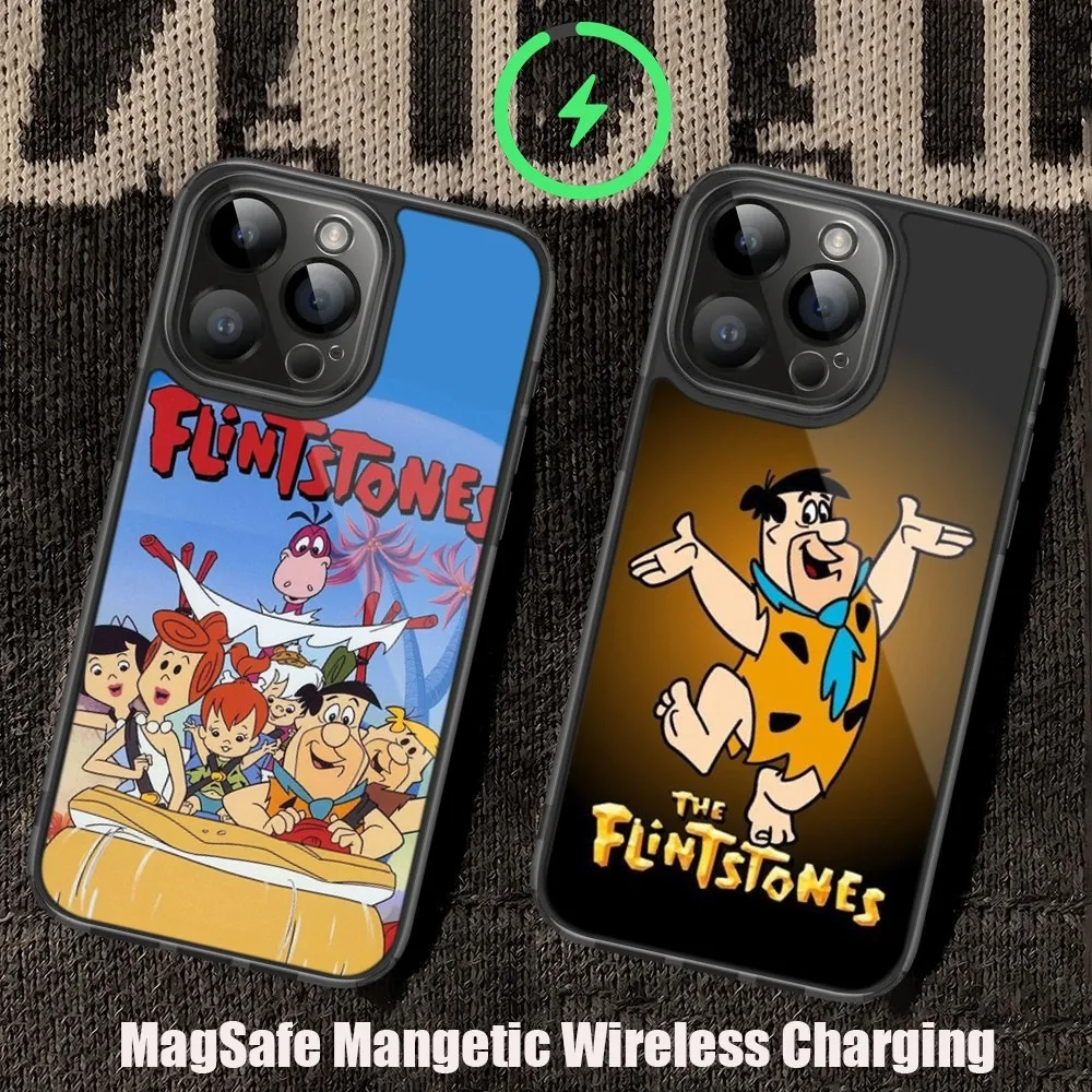 Мультяшный чехол F-Flintstone для телефона iPhone 11 12 13 14 15 Pro Max Plus Mini Magsafe Магнитный