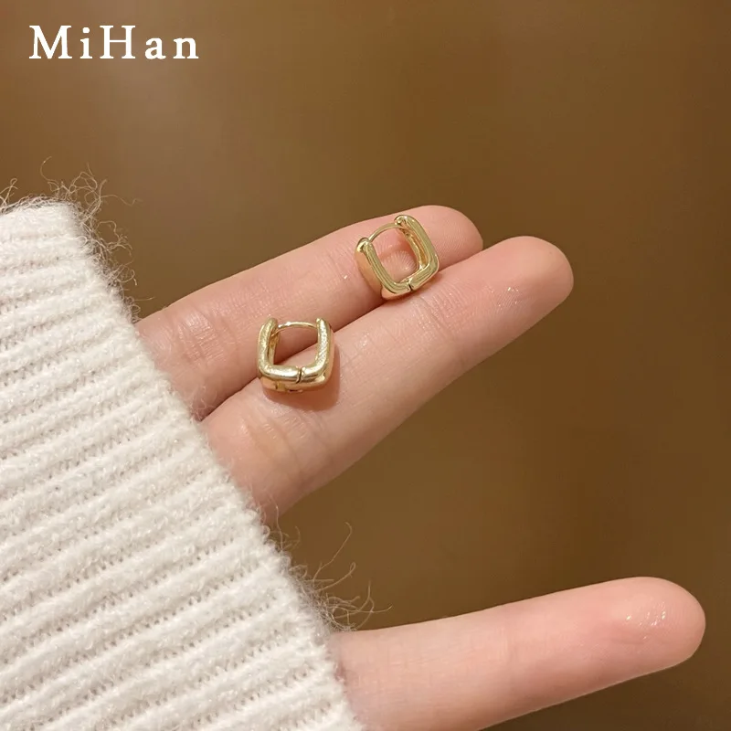 

Mihan Trendy Jewelry Small Earrings Simply Delicate Design Metal Alloy Square Gold Color Earrings For Women Girl Party Wholesale