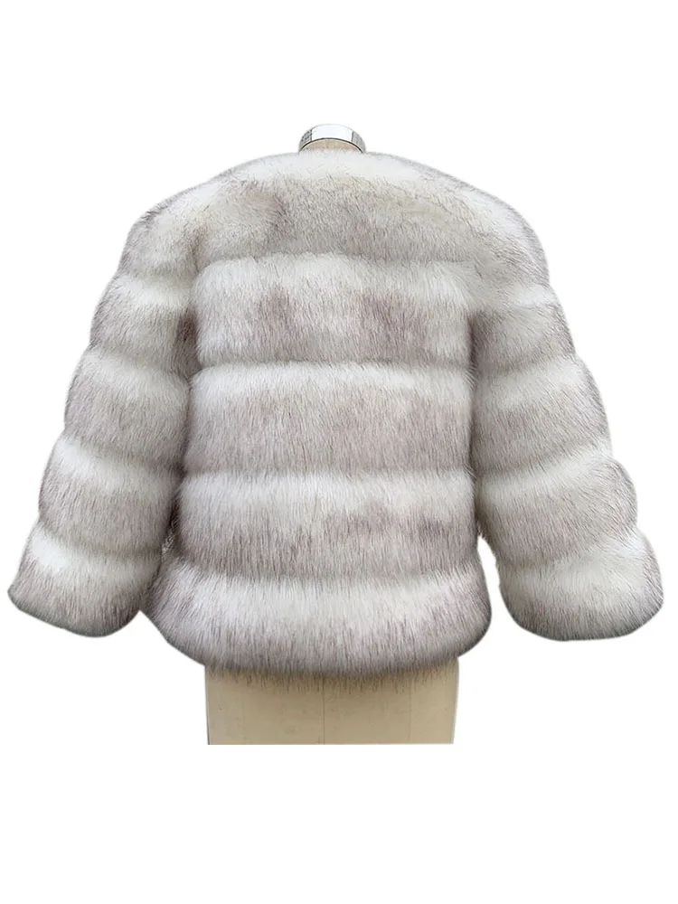 ZADORIN High Quality Faux Fox Fur Coat Women Luxury Fluffy Warm 3/4 Sleeve Fur Jacket for Women Winter Short Mink Coat Outerwear images - 6