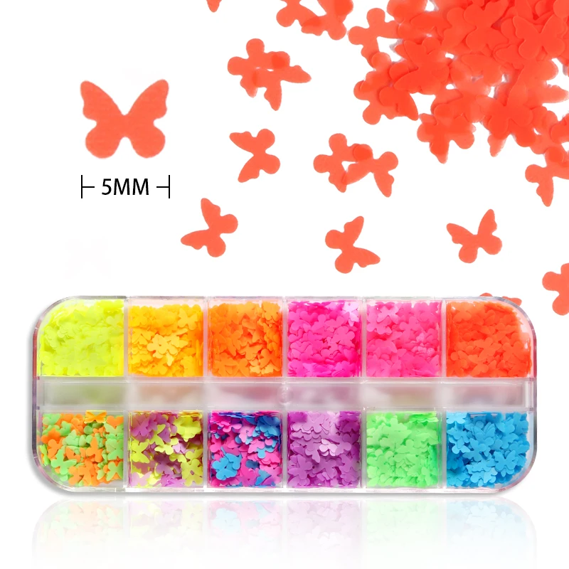 

Cute Butterfly Glitter Flakes Slices For Epoxy Resin Filling Silicone Mold Crystal Mud Fillers Fluorescent Butterfly Nail Sequin