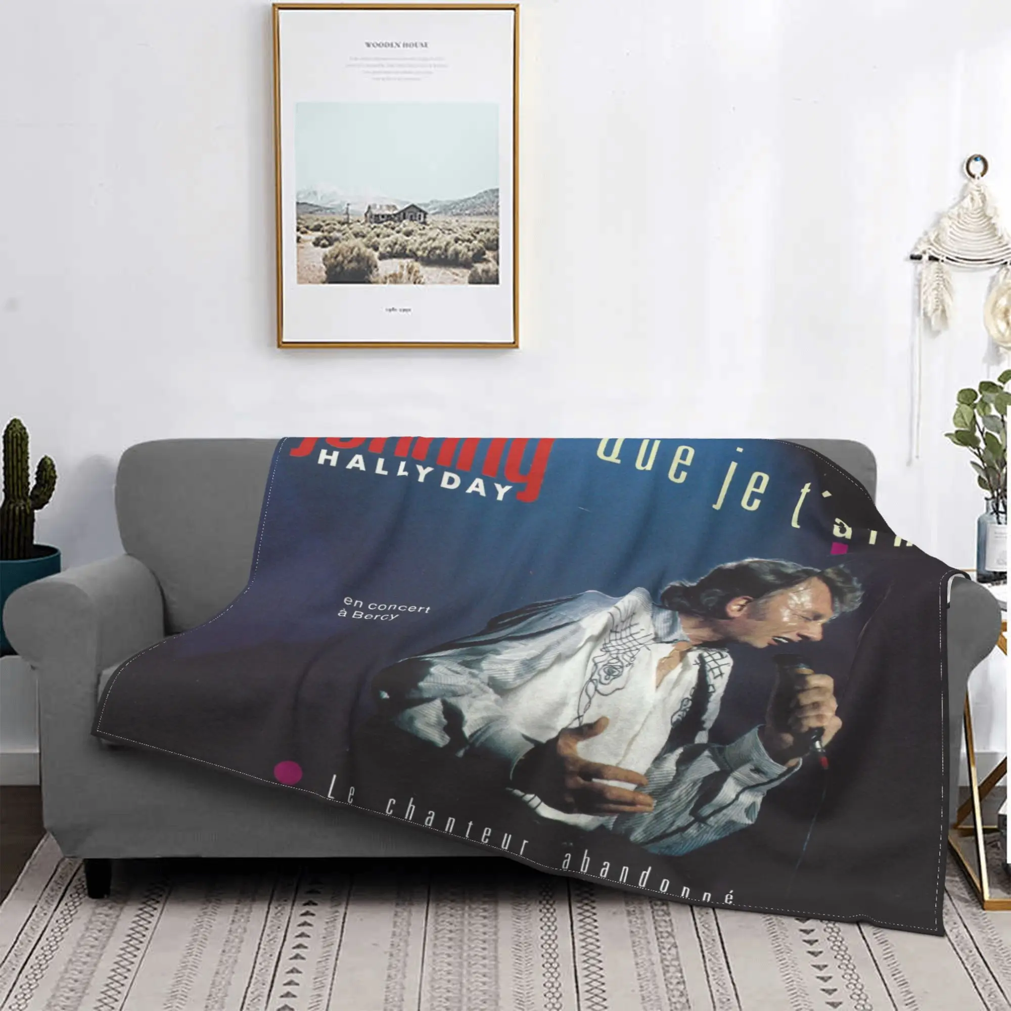 

Johnny Hallyday 3D Printed Fleece Blanket For Beds Hiking Picnic Thick Quilt Fashionable Bedspread Fleece Throw Blanket Style3