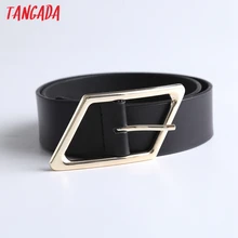 Tangada England Style Fashion Metal Ring Buckle Causal Belt Women Genuine Leather 6D07
