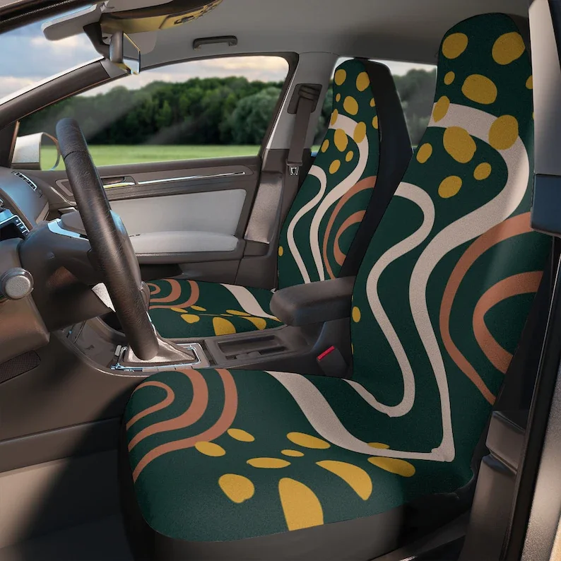 

Boho Car Seat Covers Set, Universal Fit Automobile Seat Covers, Retro Abstract Vehicle Seat Cover, Cute Colorful Car Accessory,