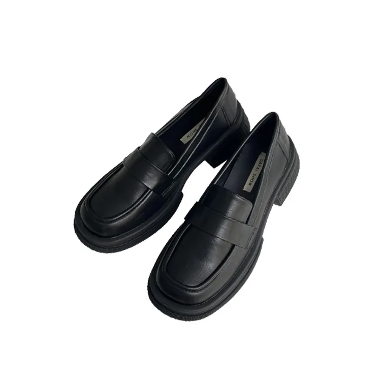 FAFA British Style Thick-soled Thick-heeled Small Leather Shoes Women's Shoes Slip-on Platform Single Shoes 2023 Spring New