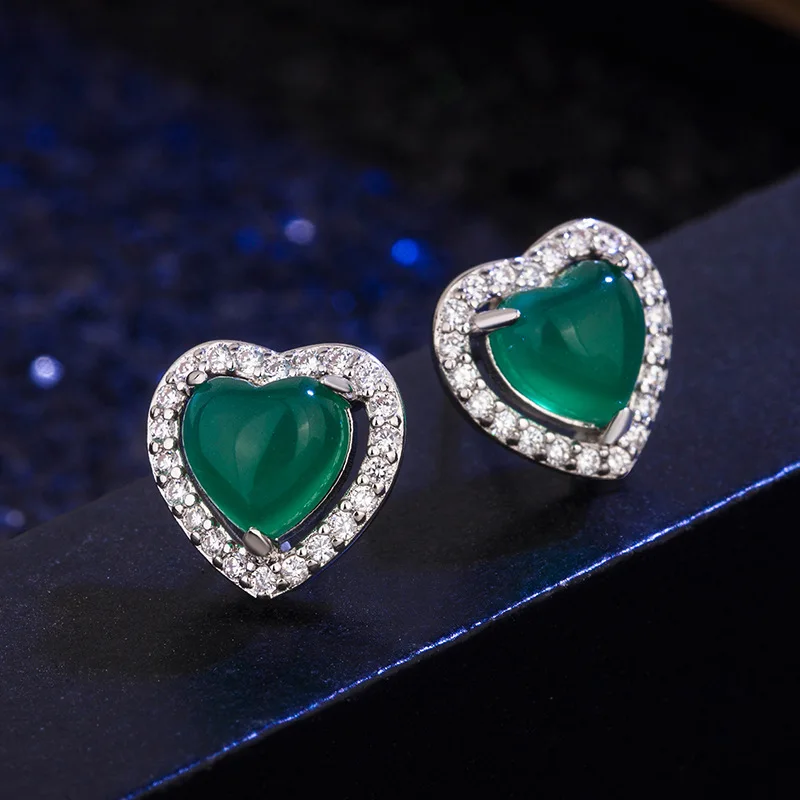 

Женские серьги из серебра 925 пробы с зеленым агатом