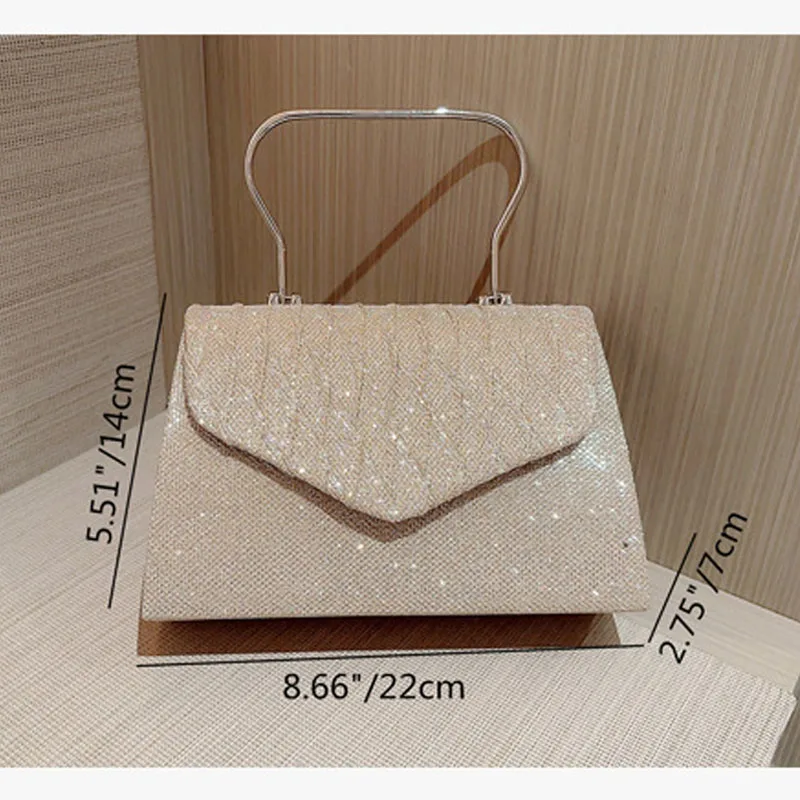 Mini Shining Drill Handbag With Metal Handle For Women 2023 Summer Banquet Chain Shoulder Bags Clutches Wedding Party Dinner Bag