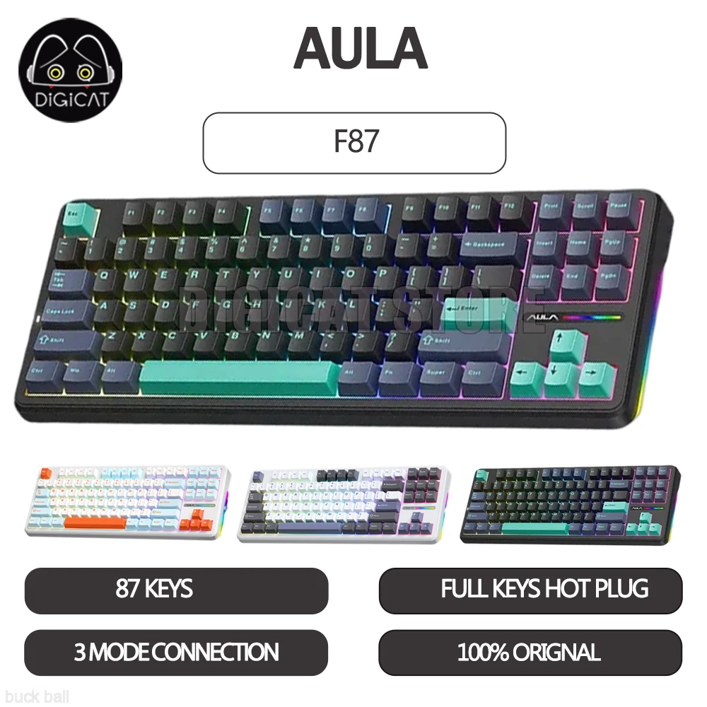

Aula F87 Mechanical Gamer Keyboard Customization Gaming Keyboard 87 Keys 3 Mode Connection 2.4G/ USB/Bluetooth Gasket Structure