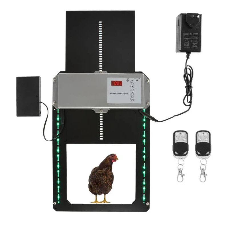 Chicken House Automatic Cage Coop Door Opener 130ft RC Timer Self-Locking Opening Kit Farm Chicken Goose Pets Dog Door Opener