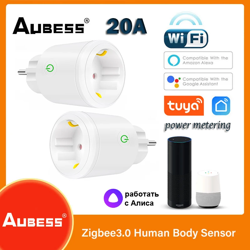 

Смарт-розетка Tuya с Wi-Fi, 20 А, с поддержкой Alexa, Google, Яндекс. Алисы