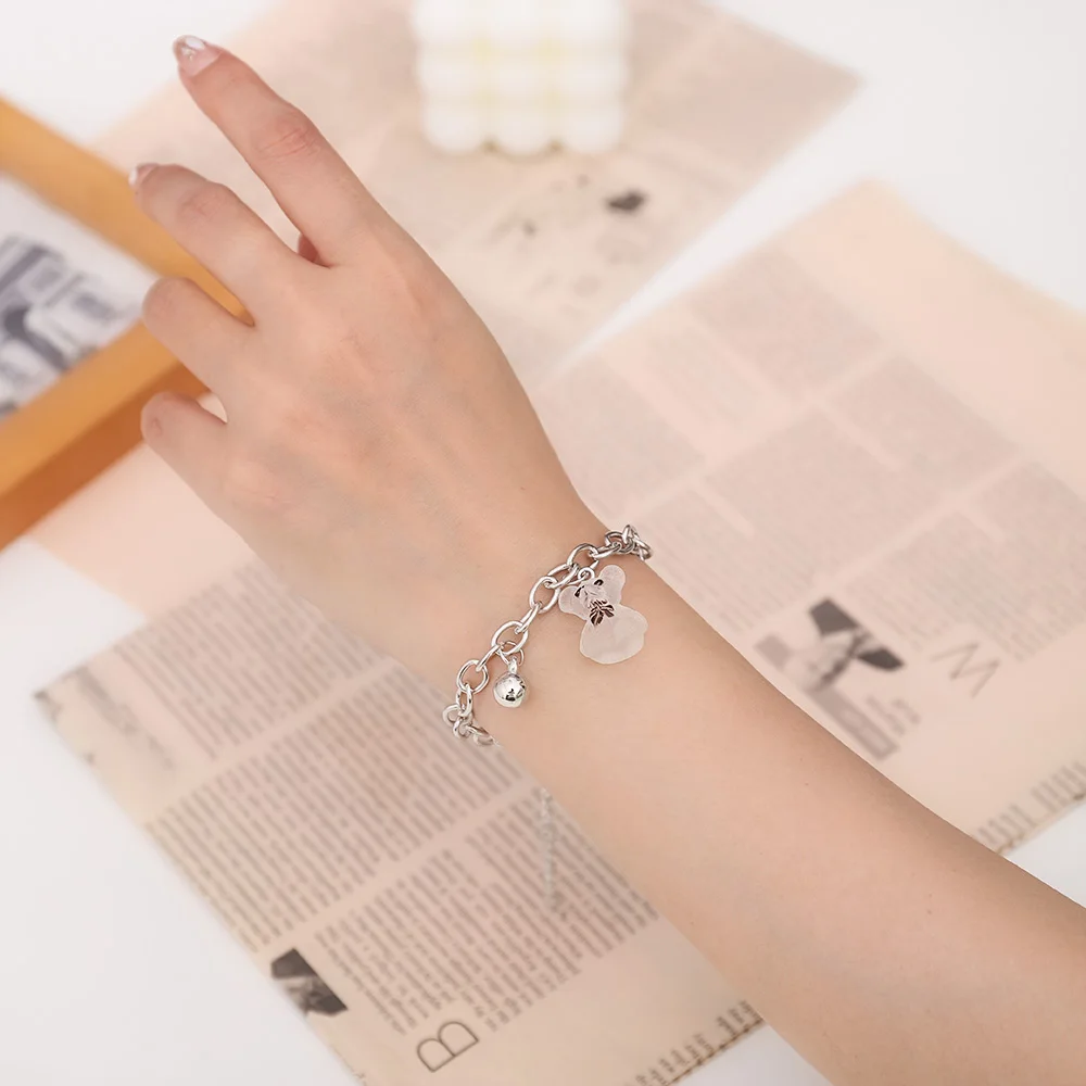 

Cute Cartoon Bear Pendant Bracelet for Women Fashion Simple Style Metal Chain Bangle Bracelet Lady Jewelry Accessories Gift