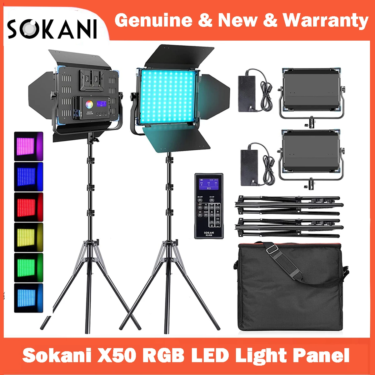 Светодиодная панель Sokani X50 RGB для видеосъемки, 50 Вт, освещение для фотосъемки, CRI96 + 2800K-10000K, 10 подходящих сцен для студийной съемки YouTube