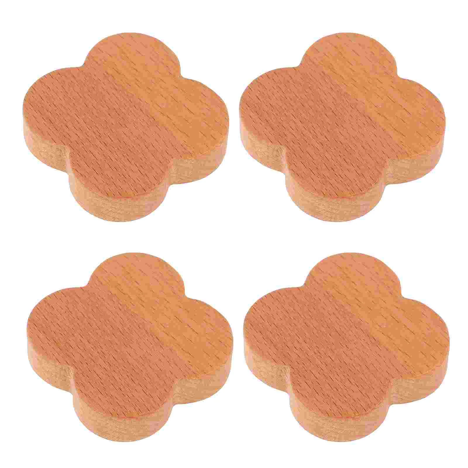 

4pcs Wooden Flower Shape Wall Hooks Wall Hangers Punch Free Wall Storage Hooks