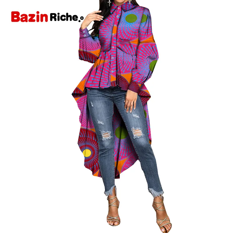 Shirts African Dress Women Spring Fall Long Sleeve Vestidos Female Plus Size Clothes WY8760