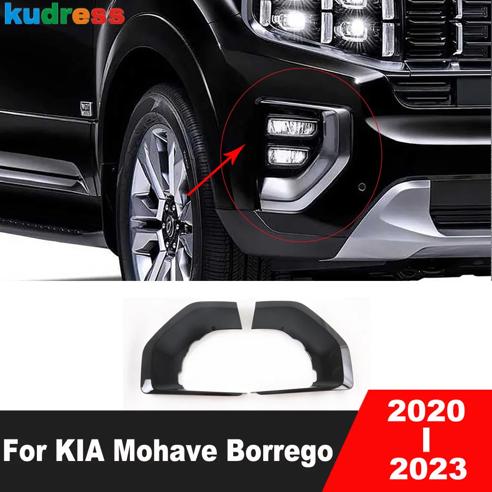 

Front Fog Light Lamp Cover Trim For KIA Mohave Borrego 2020 2021 2022 2023 Black Car Head Foglight Bezel Trims Accessories