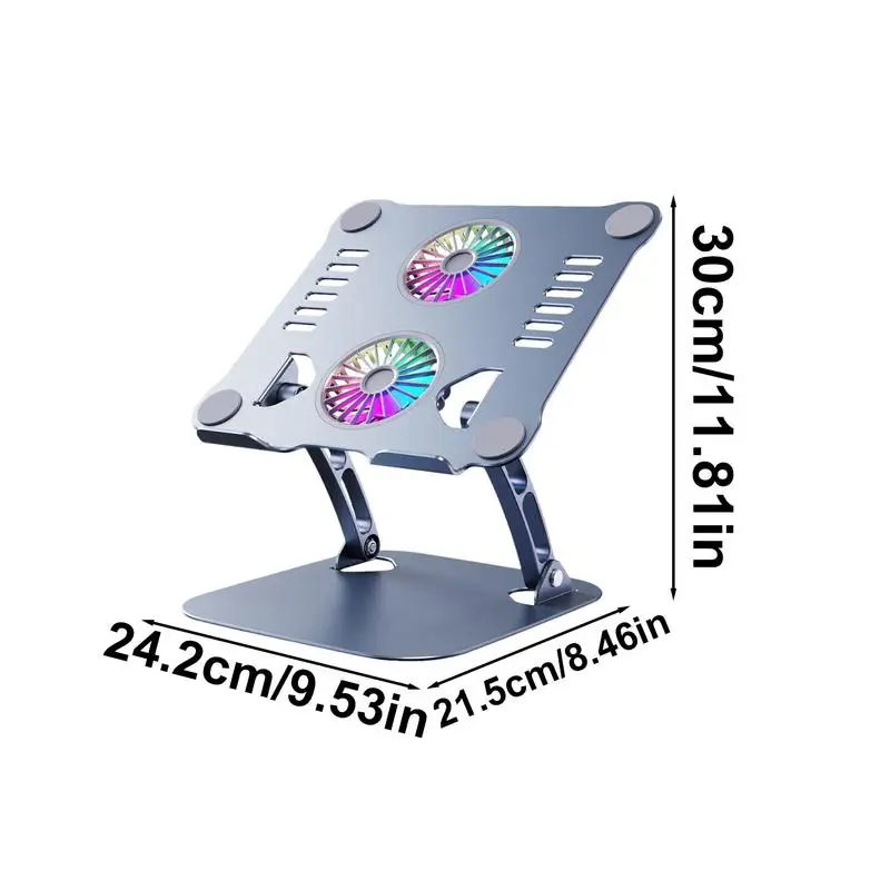 ewka z wentylatorem Metalowa podstawka chłodząca do laptopa Chłodnica Ergonomiczna składana podnoszona podkładka podwójnym