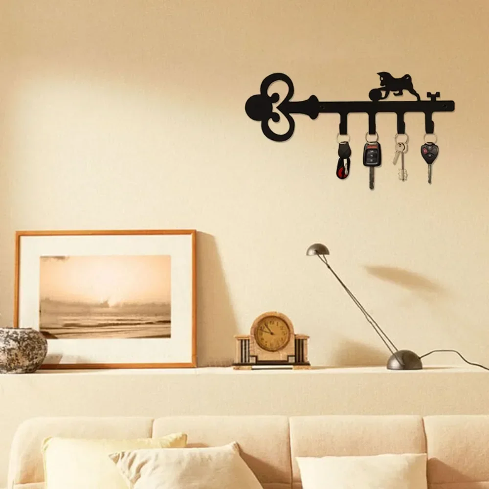 1 Шт. Стильный Черный Железный Держатель Для Ключей Настенный Домашний