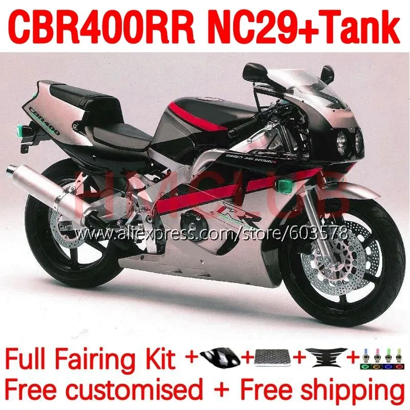 

+ Бак CBR400RR для HONDA NC29 CBR400 400 RR 400RR 94 95 96 97 98 99 1994 1995 1996 1997 1998 1999 обтекатель 198No.139 серый черный