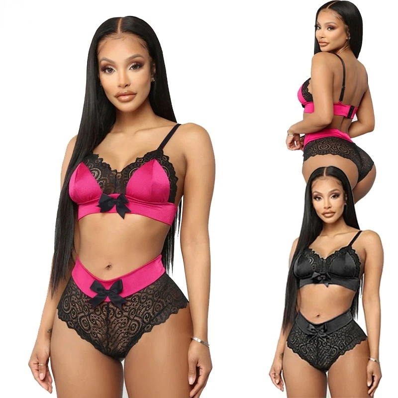

2021 Sexy Lingerie Sets Women Lace Underwear Push Up Bra G-string Nightwear Hot Erotic Crop Top Underwear lenceria XXL