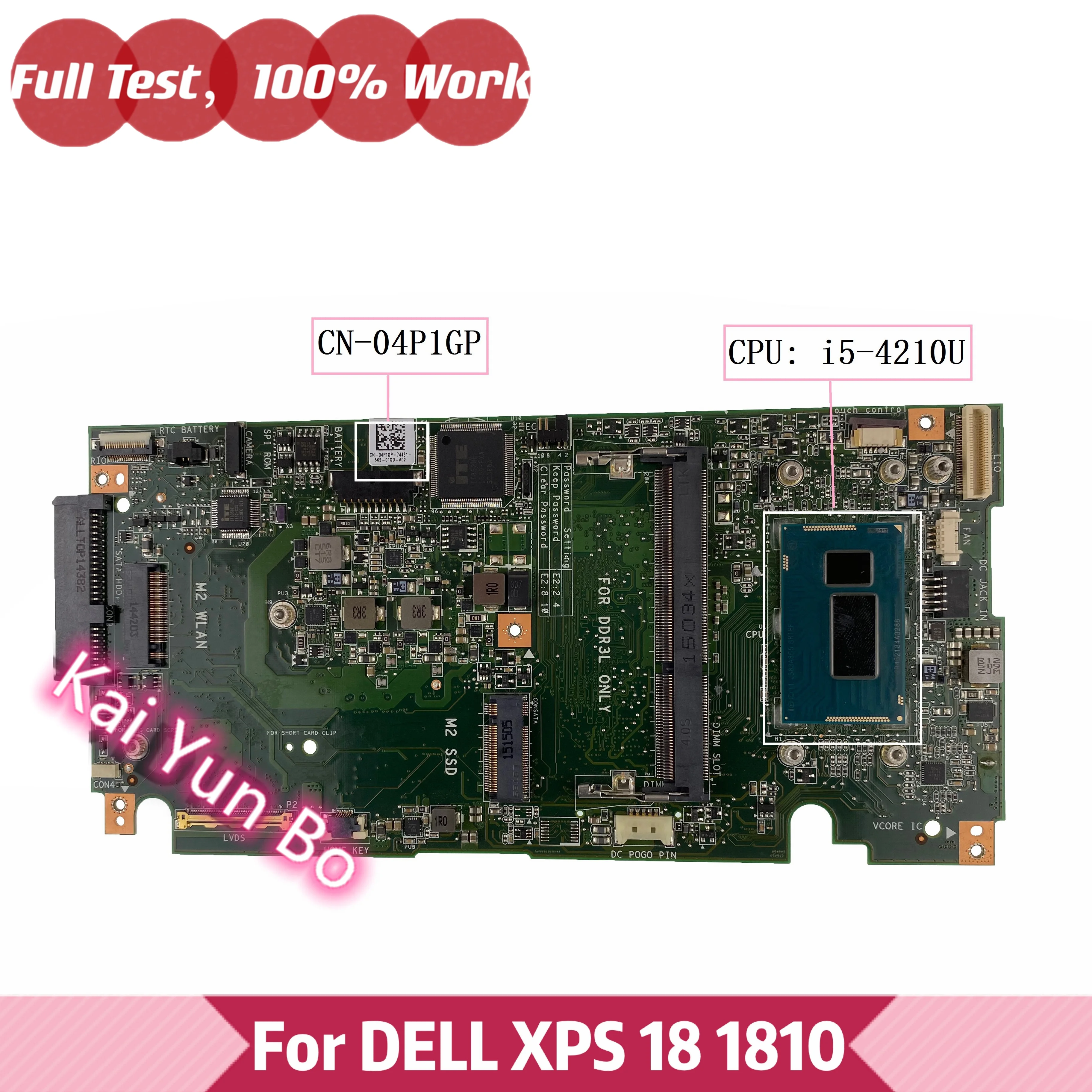 

Материнская плата ноутбука CN-04P1GP 04P1GP 4P1GP Dell XPS 18 1810 с процессором I5-4210U DDR3 100% полный тест