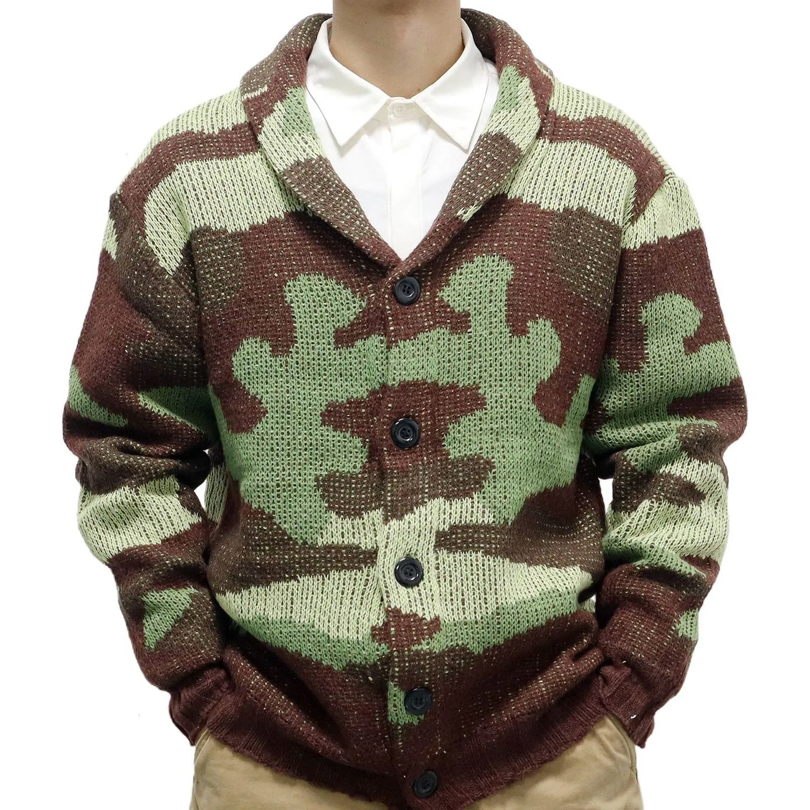 

Men’s Sweatercoat Street Fashion Cargo Style Jackets Men Camouflage Sweater Single Breasted Tops New Streetwear Plus Size M-3xl