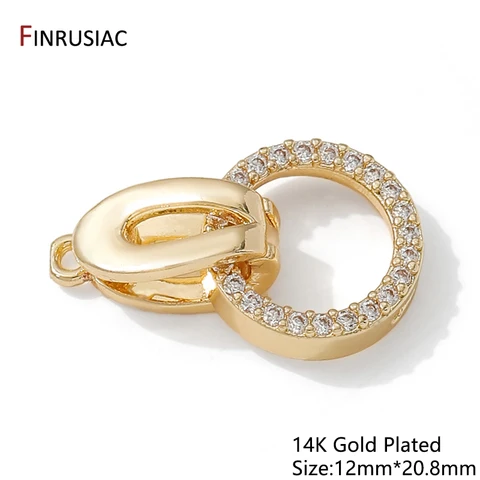 Замки для браслетов FINRUSIAC, латунь, позолота 14K, с фианитами, 1/2/3 шт