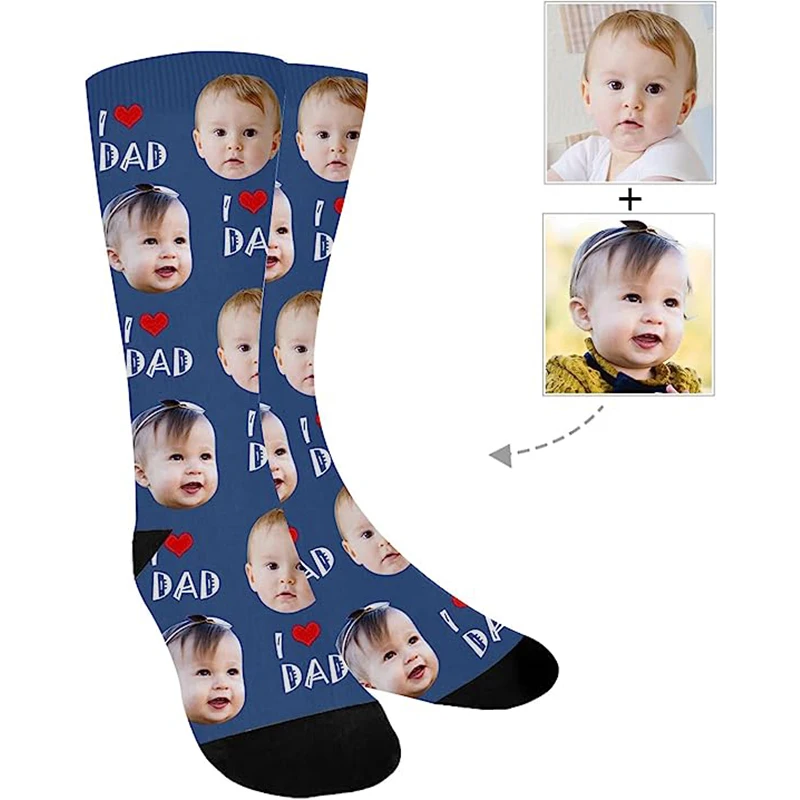 Custom Print Your Photo Personalized Socks Fashion Funny Red Heart DIY Birthday Valentine's Novelty Sock Girlfriend Gift