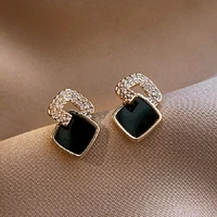 black square hollow stud earrings exquisite small earrings for girls fashion ear jewelry unusual earrings