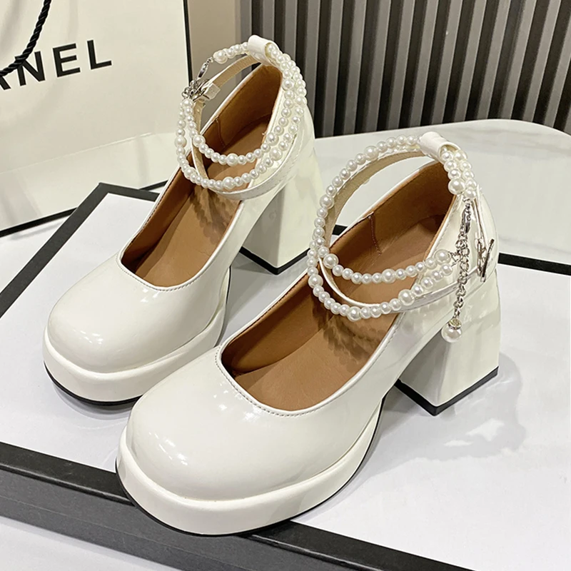 2023 Summer Hot High Heeled Sandals For Women Pumps Platform Black White Lolita Dress Shoes Fashion Sexy Heels Loafers Plus Size