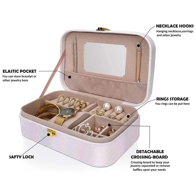 Jewelry Storage Box Women's Jewelry Storage Box And Earrings Bracelet Necklace Ring PU Leather Storage Box