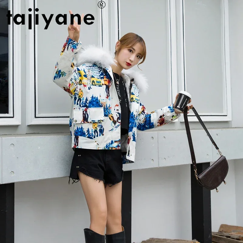 Зимнее пальто Tajiyane Женская куртка на белом утином пуху Воротник из натурального