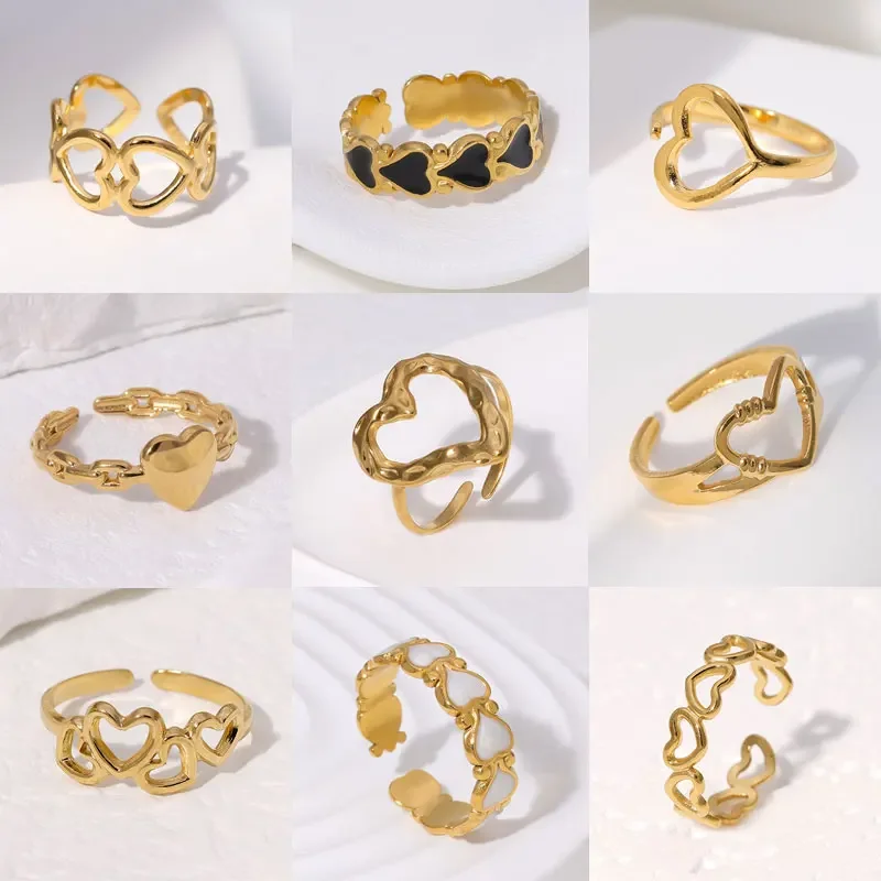 Кольца из ракушек нержавеющей стали для женщин и девочек эстетическое золотое