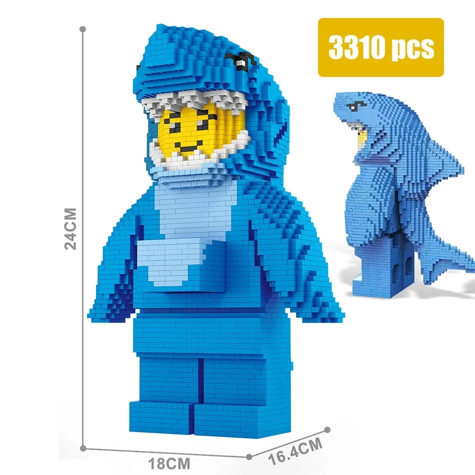 

3310PCS Sharkman Educational Diamond Micro Bricks City Shark Man MOC Model Building Blocks Birthday Toys For Children Gifts