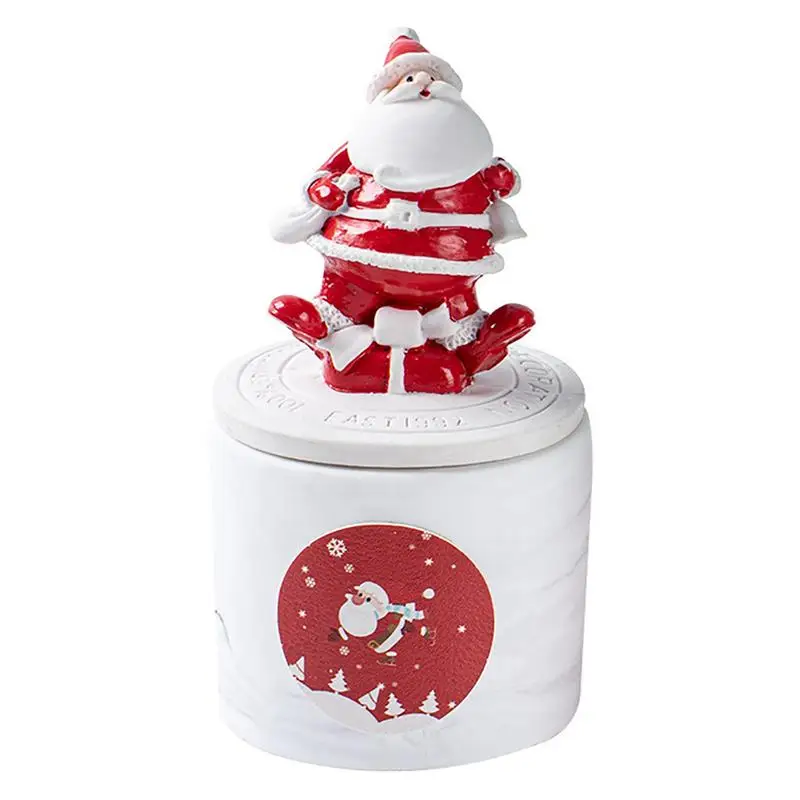 

Christmas Candles Gift Set Scented Candles Aromatherapy Candle Soy Wax Plaster Jar Santa Claus Statue Lid Christmas Decoration