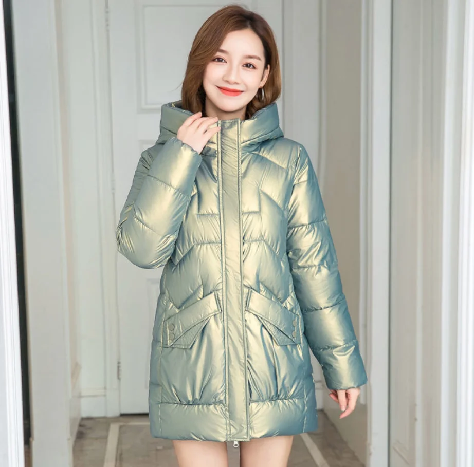 

Beardon Winter Women's Coat Glossy Down Cotton Jacket 2022 New Korean Version Loose Hooded Warm Parkas Thickened Jackets