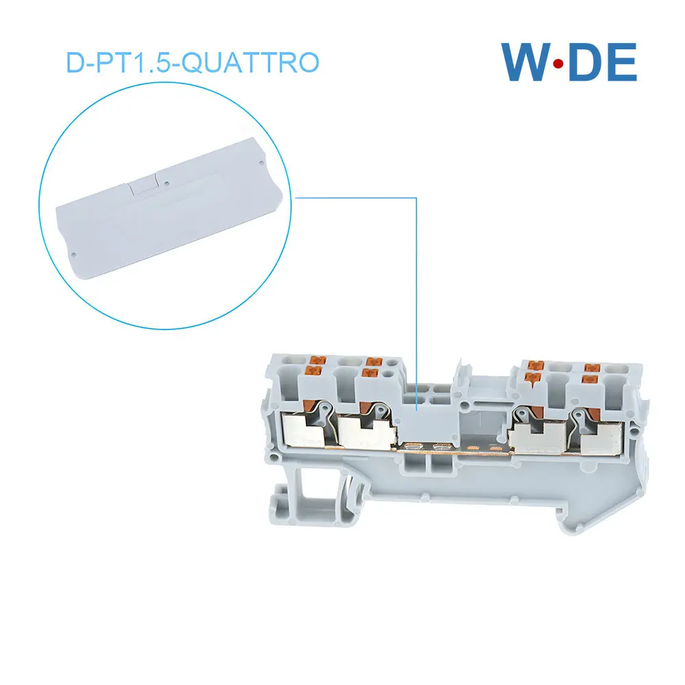 

D-PT1.5-QU End Cover For PT 1.5-QU Din Rail Terminal Blocks End Plate L63.8H24.6W2.2mm