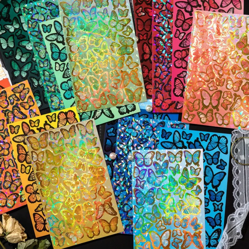 

4Sheets Creative Butterfly Handbook DIY Decorative Creative Material Collage Crafts Material Journal Scrapbooking Stickers
